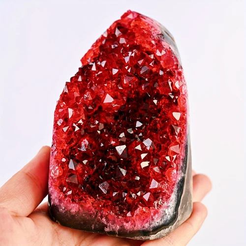 1PC Wine Red Geode Cluster with Display Stand Premium Crystal Home Office Decor - Picture 2 of 23