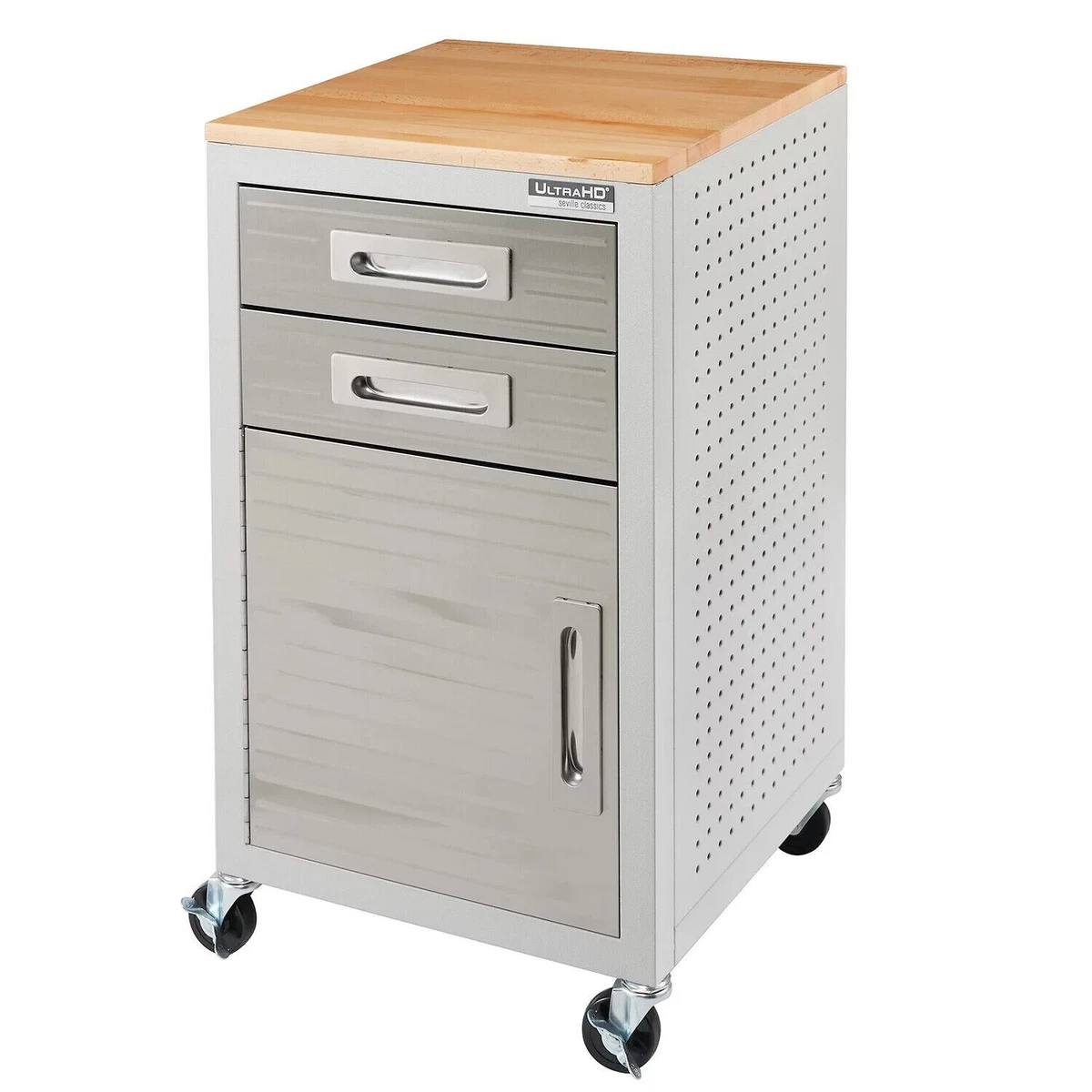 Seville Classics UltraHD 2-Drawer Rolling Storage Cabinet - Granite Gray