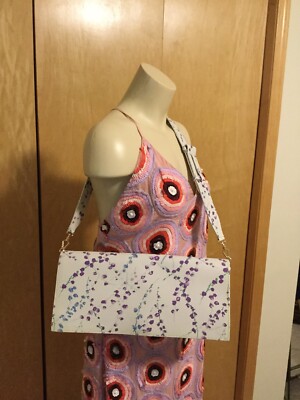 New and Authentic  Max Mara Floral Print Leather Bag-Clutch, MSRP $930.00,Italy