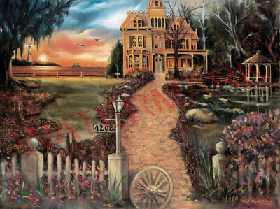 ROBERT STEPHEN SIMON '' VICTORIAN SUNSET 22x30 CANVAS GICLEE signed Homescapes  