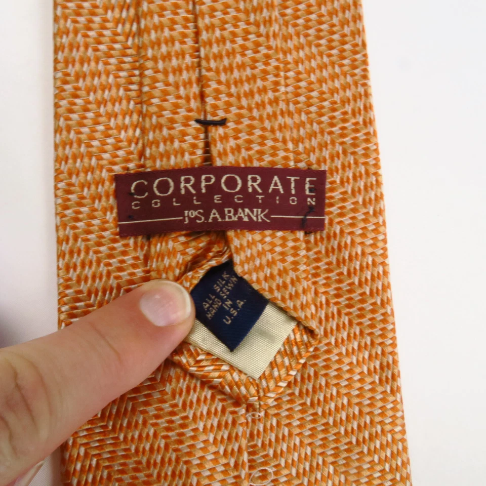 Vintage Jos. A. Banco Colección Corporativa Naranja/Blanco Cheque Pata de Gallo 57x4 Foto 3 de 4