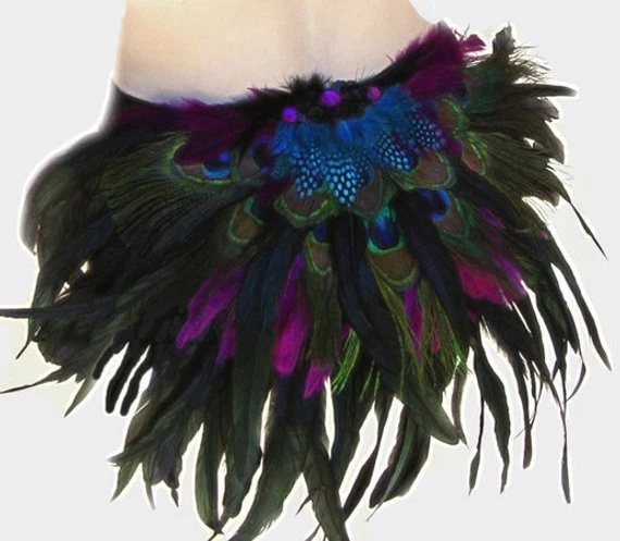 Sujetador de baile tribal pluma de pavo real botín pantalones cortos showgirl disfraz hecho a medida 4U! Foto 3 de 4