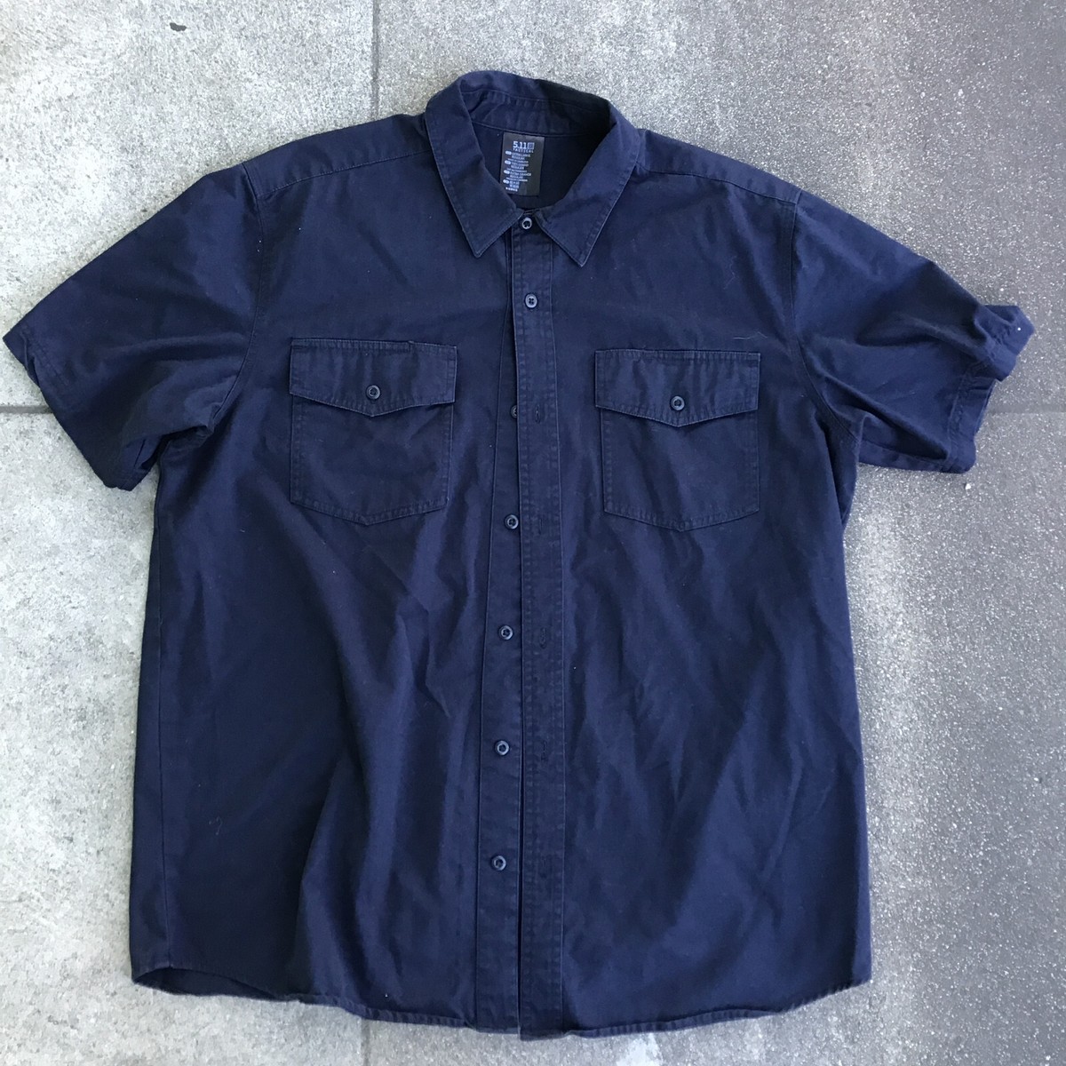 5.11 Tactical Men Company XL Shirt Large Short Sleeves Fire Navy