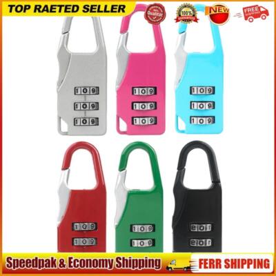 Mini 3 Digit Combination Padlock Zinc Alloy Travel Luggage Lock (Black)