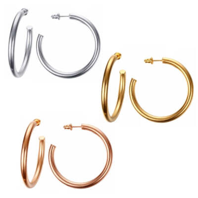 Stainless Steel Big Circle 4cm Stud Earrings
