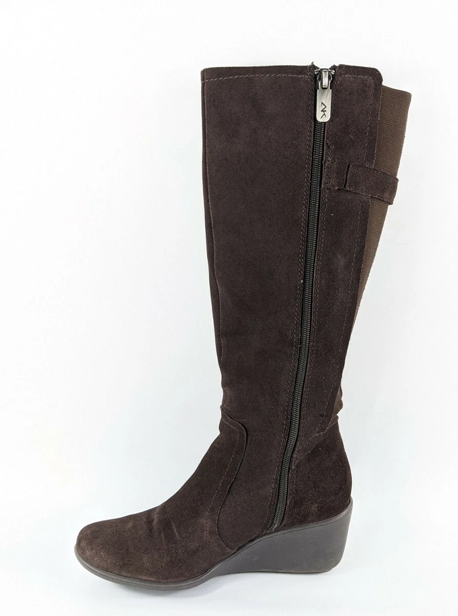 Anne klein suede wedge boots on sale