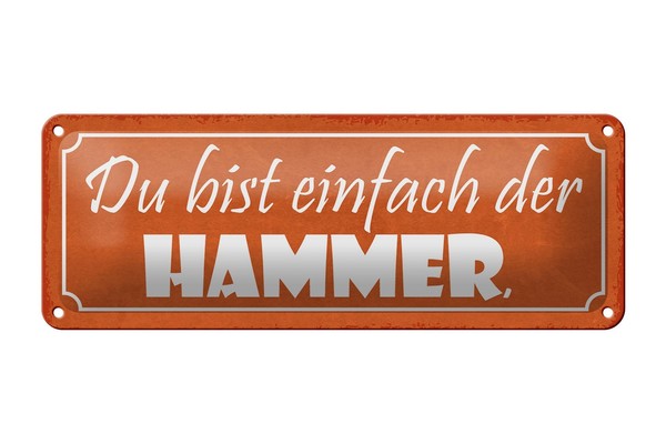 Blechschild Spruch 27X10 Cm Du Bist Einfach Der Hammer Deko Schild Tin Sign-image
