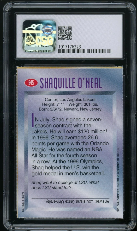 SHAQUILLE O'NEAL 1997 SI Sports Illustrated for Kids #545 Lakers CSG 9 Mint - Image 2 of 2
