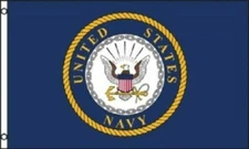 (2 Pack) United States Navy Flag USN Emblem Banner US Military Pennant 3x5 100D