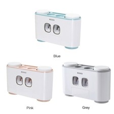Automatic Toothpaste Dispenser Toothbrush Holder Wall Mount with 4Cups