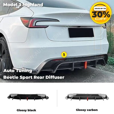 For Tesla Model 3 Beetle Body Kit Bumper Lip Rear Diffuser with Indicator Light