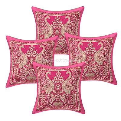 Sofa Decorative Brocade Throw Pillow Covers Peacock 30x30 cm