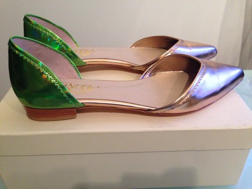 Candela Women Ballerina Flat Pointy Toe Shoe Patent Leather Rose Gold 10M R:$265 - Picture 2 of 10