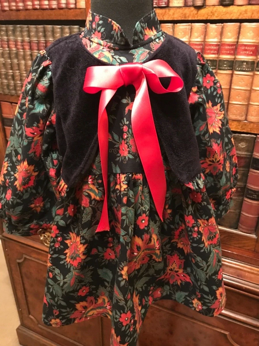 Vintage Red Green Black Christmas Dress with Bolero Approx 18 24 Months
