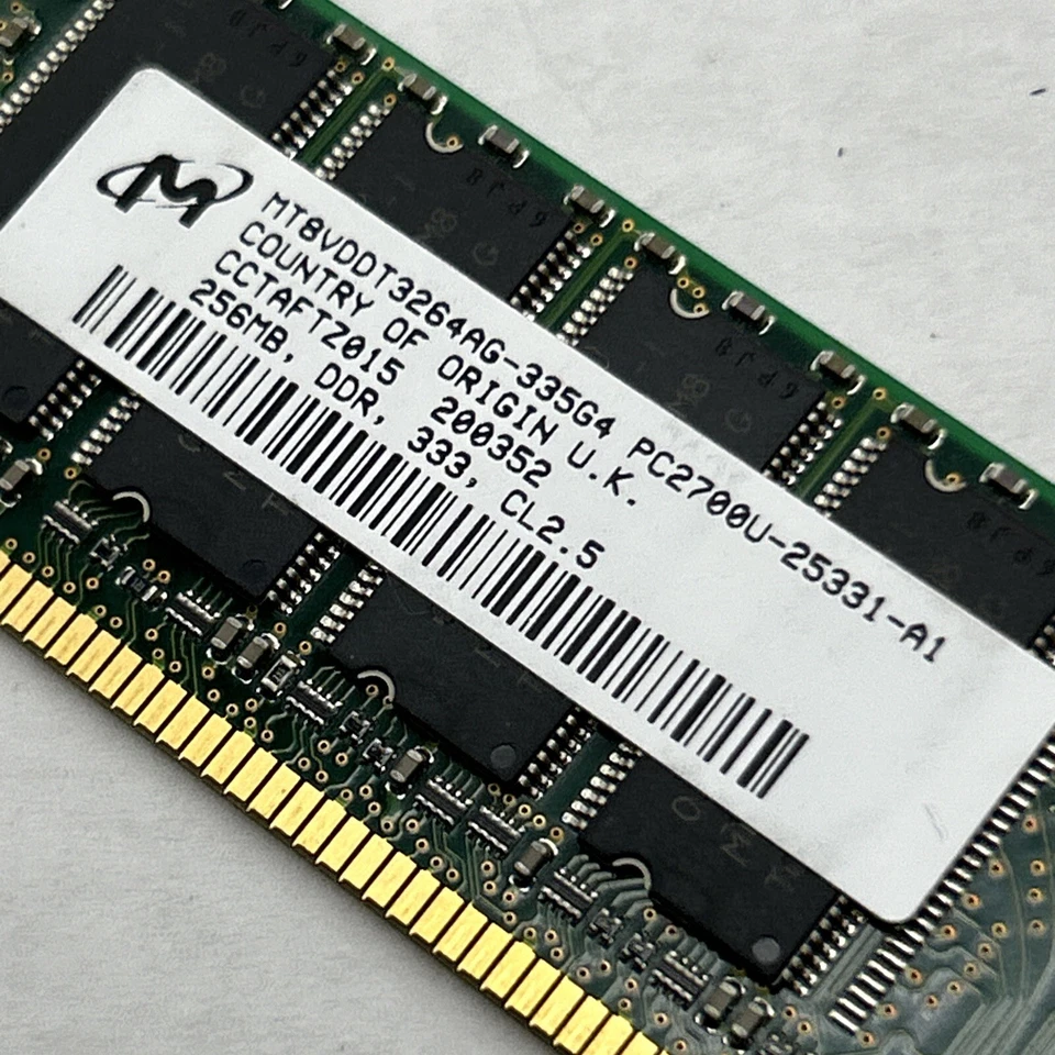 MICRON 256MB DDR - SDRAM PC2700 333mhz CL2.5 MEMORY - Image 2 of 4