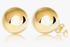 14K Yellow Gold Ball Push Back Earrings 12MM
