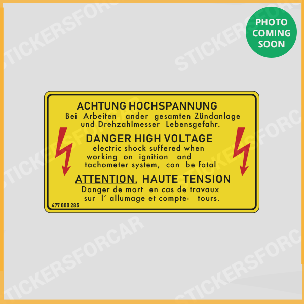 テロルの警告 ポスター Genuine Porsche 924 944 Danger High Voltage Decal 477000285