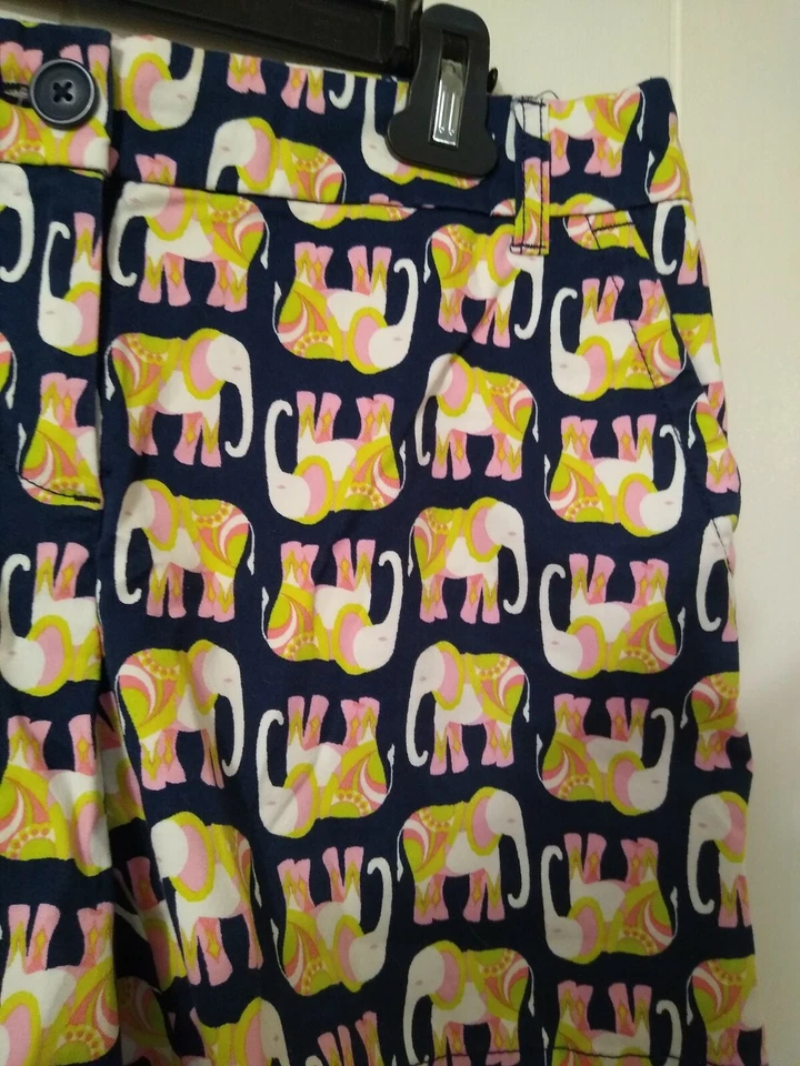 Pantalones Cortos Para Mujer Crown & Ivy Azul Rosa Verde Estampado Elefante Talla 6 Foto 4 de 4