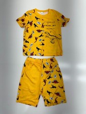 Shein Boys Yellow Dinosaur Graphic 2 Piece Pajama Set Size 5