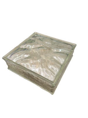 RARE Vintage Glass Block Mulia Clear Swirl Water Pattern 11.75 Inches Square