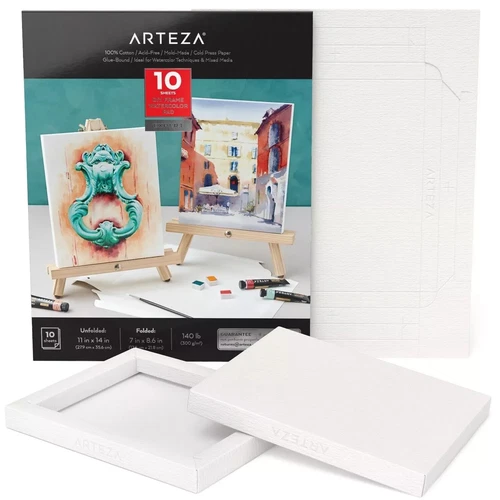 Arteza DIY Foldable Canvas Frame, Expert Watercolour 7x8.6" - 10 Sheets