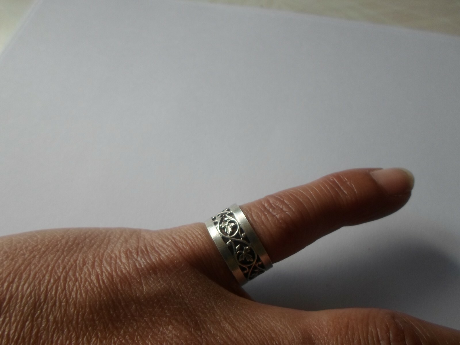 solid silver ring, full openwork tower, vine leav… - image 1