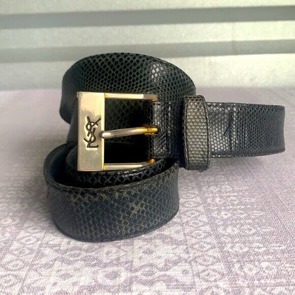 YSL Yves Saint Laurent rare black karung snakeskin leather YSL Yves Saint Laurent rare black karung snakeskin leather