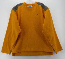 VINTAGE Adidas Sweatshirt Men Medium Yellow Fleece Pullover 90s Sportswear