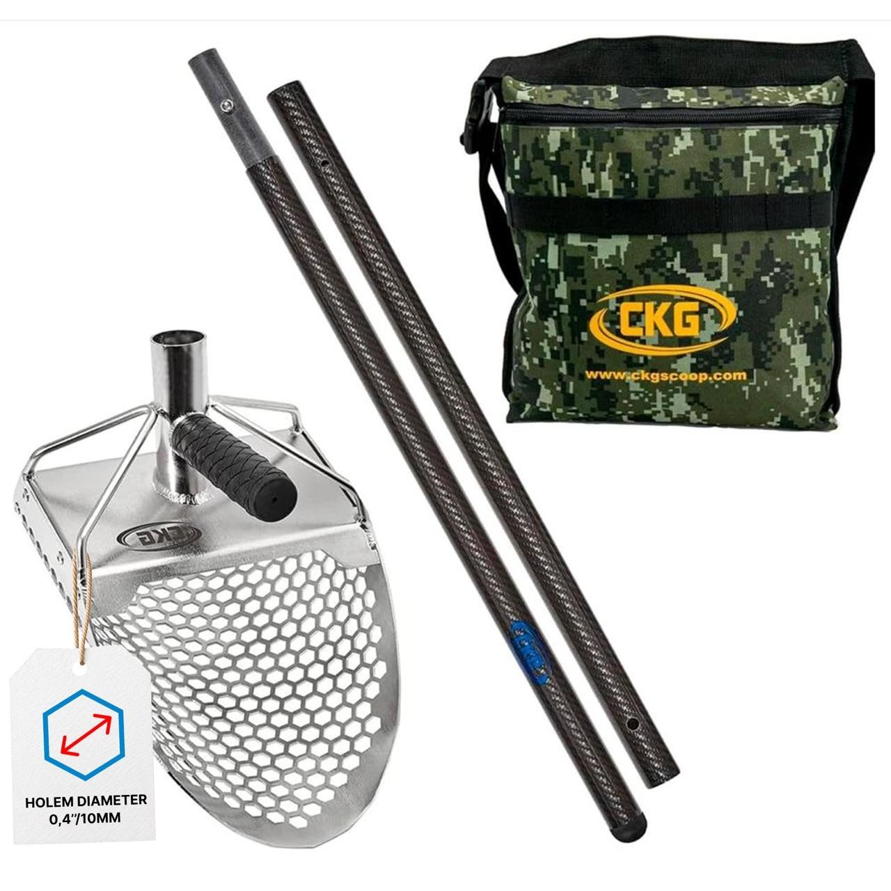 CKG Sand Scoop for Metal Detecting Carbon Handle Pole Shovel Scooper, 11x7