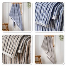 Catherine Lansfield Rice Weave Stripe 100% Cotton Hand Or Bath Towel, Bath Sheet