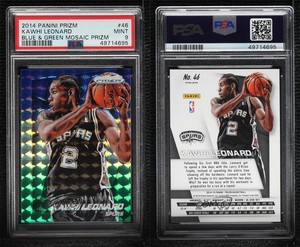 2014-15 Panini Prizm Blue & Green Mosaic Prizm Kawhi Leonard #46 PSA 9 MINT
