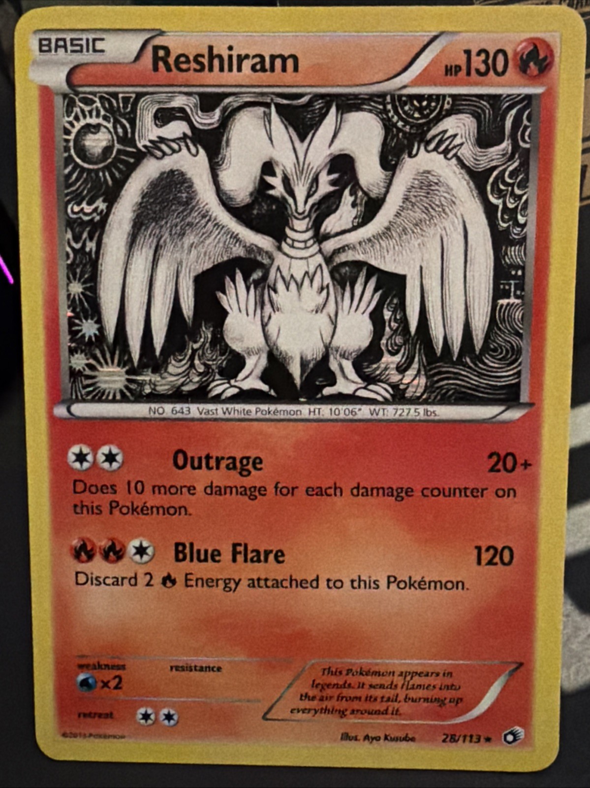 Pokémon Reshiram Holo B&W Legendary Treasures 28/113 - NM