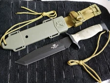 12” Heavy Duty Fixed Blade Knife Army Camo First Recon Sharp Tanto Deluxe Sheath