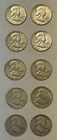 franklin half dollar lot of 10. 1948, 49PDS, 50, 50D,51DS, & 52DS, 90% Silver.