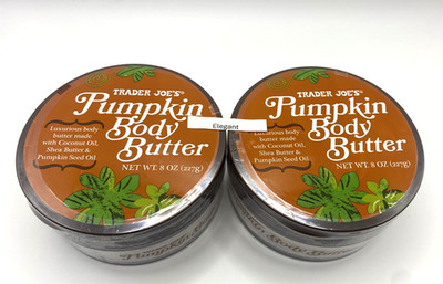 2pk Trader Joe's Pumpkin Body Butter 2x 8oz  Jar Creamy Whipped Moisturizer Set