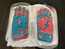 Bruce Bolt Batting Gloves - Adult Large - Clark Pink/Teal - NEW