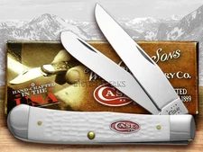 Case xx Knives Sparxx Trapper Jigged White Delrin Pocket Knife Stainless 60182