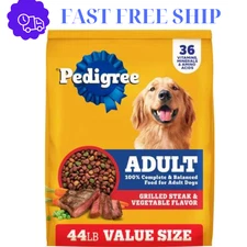 Pedigree Complete Nutrition Adult Dry Dog Food, Grilled Steak & Veg, 44 lb