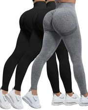 3 Piece Women's Workout Leggings Set, Seamless Scrunch Butt Lifting Gym Wear