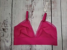 Soma Lace Triangle Soft Bra Bralette Wireless Hook Eye Pink Cosmo Medium NEW NWT