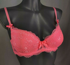 NEW Boux Avenue Neon Coral Chloe Lace Balconette Bra Lace Lingerie Underwear ALL