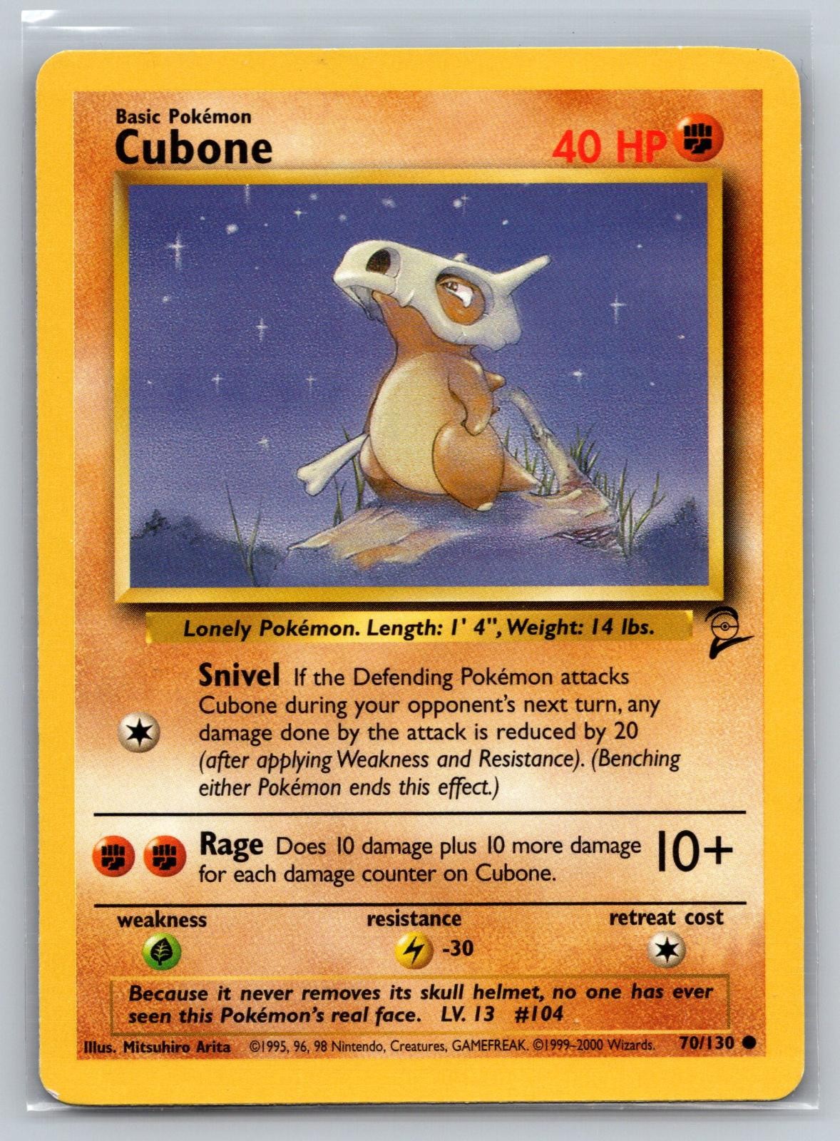 Cubone 70/130 Common Base Set 2 Pokemon Lightly Played