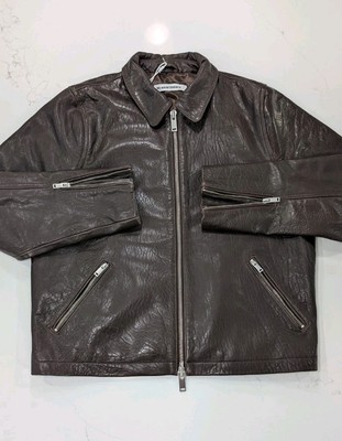 No Maintenance Brown Lambskin Mechanic V3 Jacket - Size Medium