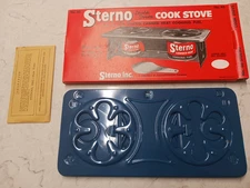 Vintage #46 Sterno Portable Double Service Cook Stove Blue Color Unused.
