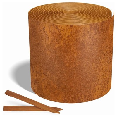 Worth Galvanized Steel Landscape Edging Roll with 8 Stakes, 4.5'' x 50', Rust