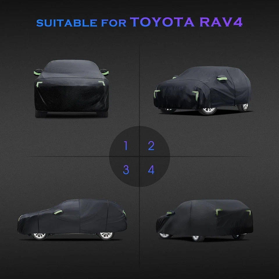 6 Layers Car Cover Custom Fit for Toyota RAV4 1996-25 Waterproof Wind Protection Foto 3 de 4