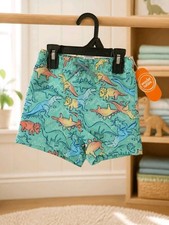 wonder nation Aqua Dino Print Swim Shorts with Multicolor Dinosaurs