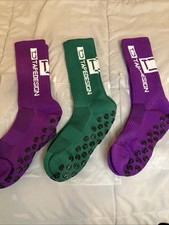 Anti Slip Socks Sports Grip Yoga Tapedesign Soccer NEW TD Unisex Lot Of 3 Unisex