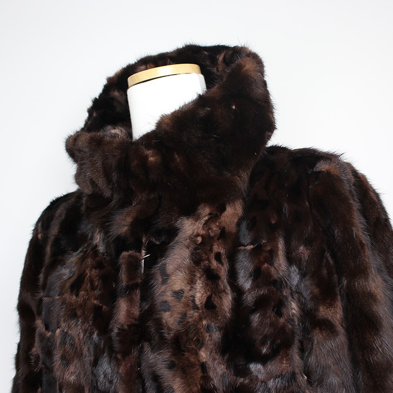 Giacca collo visone marrone intenso altra marca 44 125515931