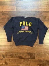 VINTAGE RALPH LAUREN POLO SPORT BANNER FLAG P WING STADIUM 1992 HI TECH USA SZ L